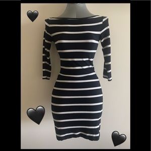 🖤 Boat Neck Striped Mini Dress 🖤
